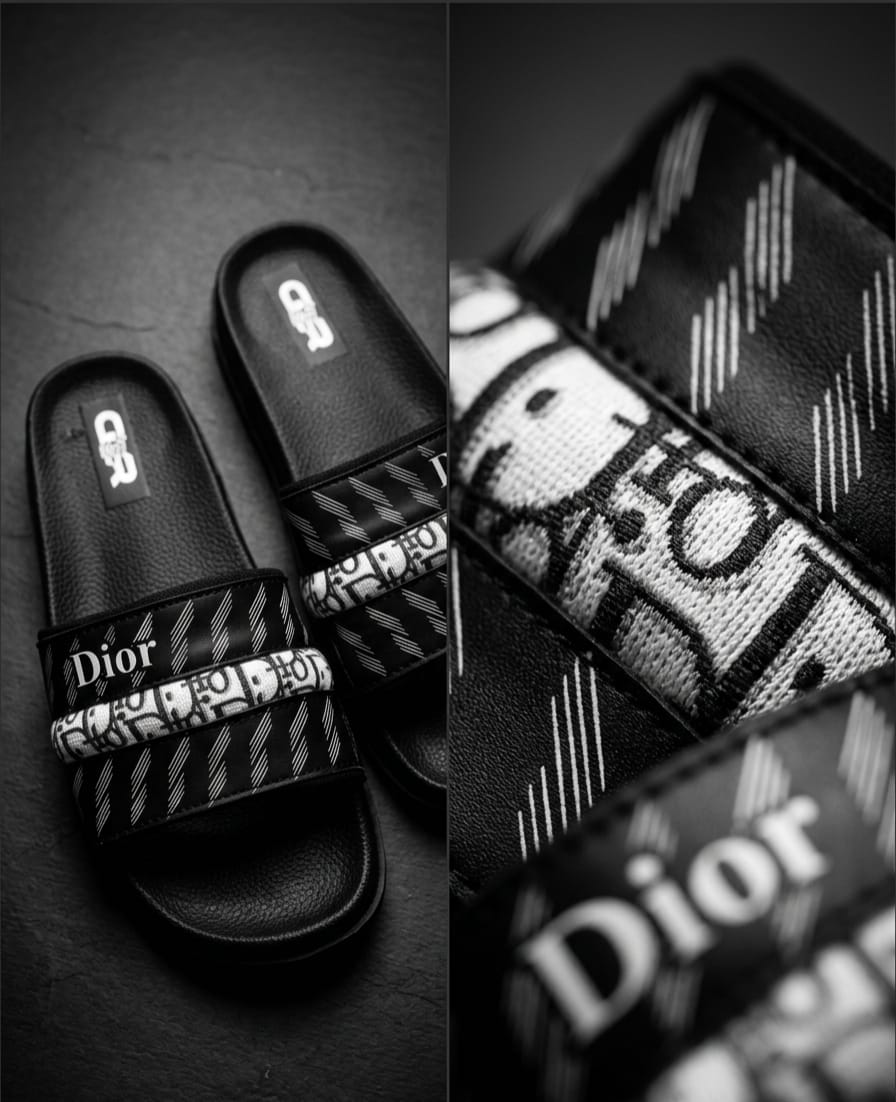 Deor Style Black Printed Slides for Men – Premium Design