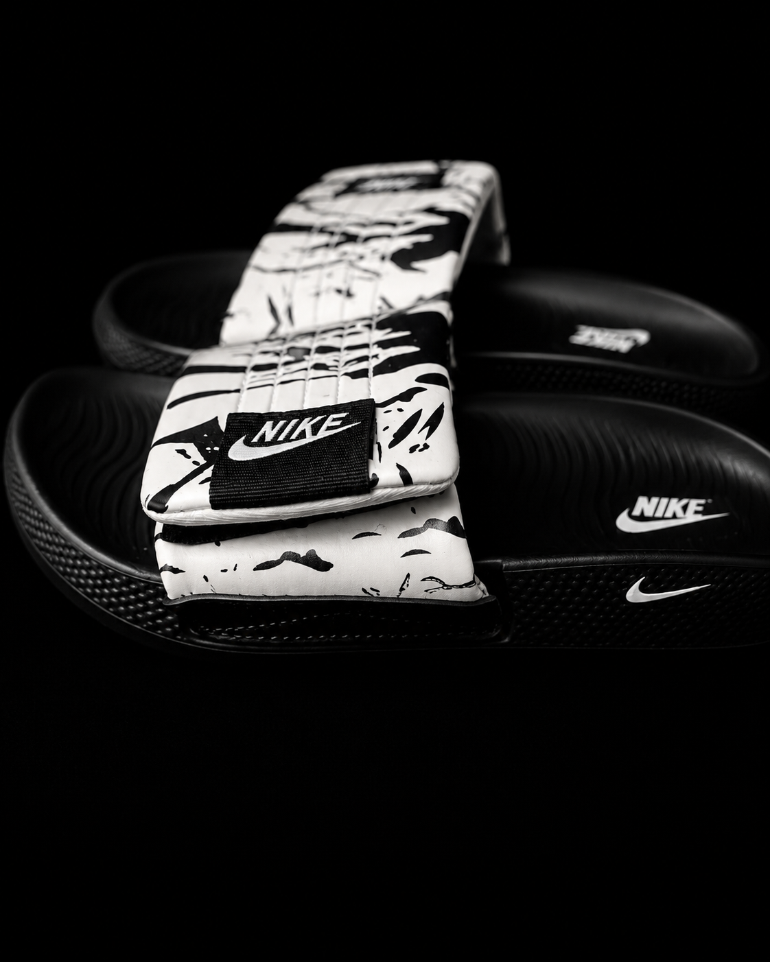 Nike Style Grey & Black & White  Slides for Men