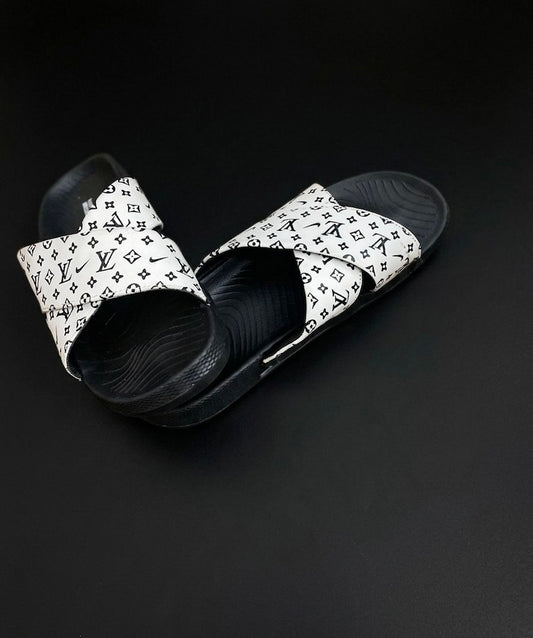 Premium Cross Strap Comfort Slides - White Black | Men & Women