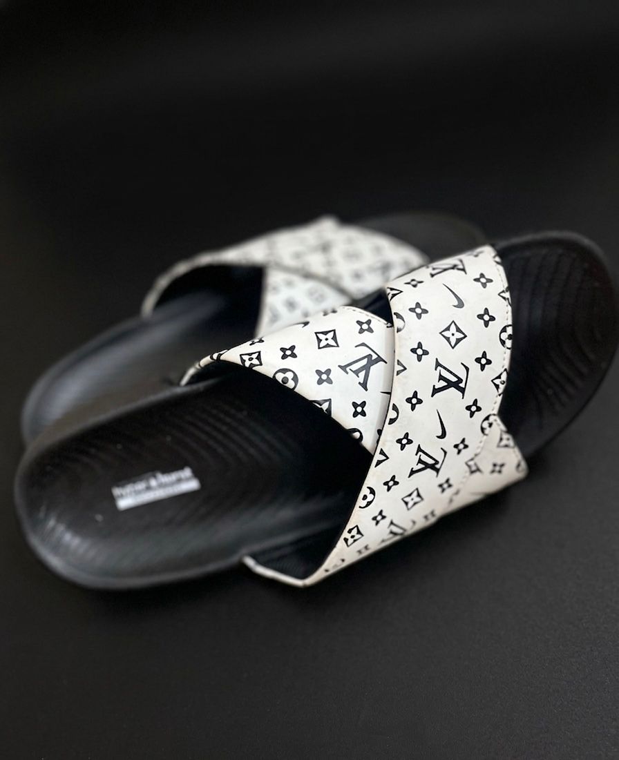 Premium Cross Strap Comfort Slides - White Black | Men & Women