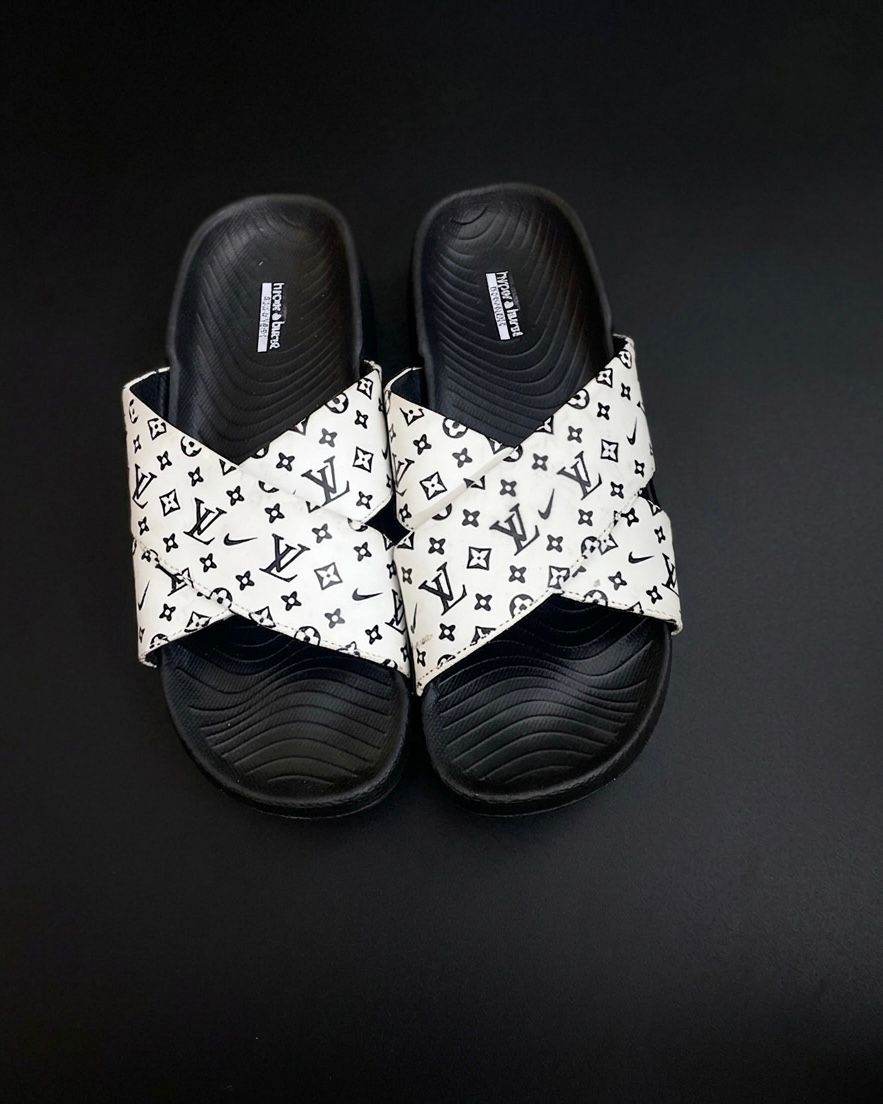 Premium Cross Strap Comfort Slides - White Black | Men & Women