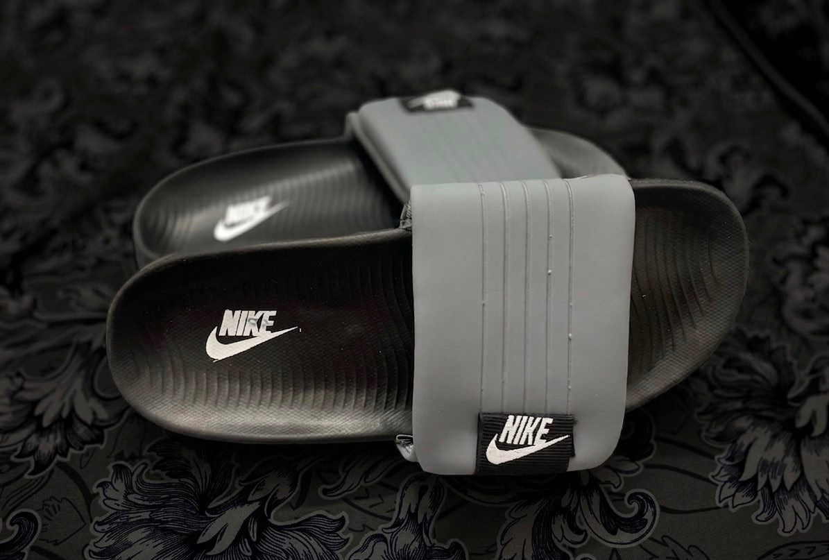 Nike Style Grey & Black & White  Slides for Men