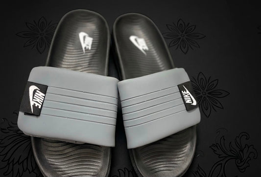 Nike Style Grey & Black & White  Slides for Men