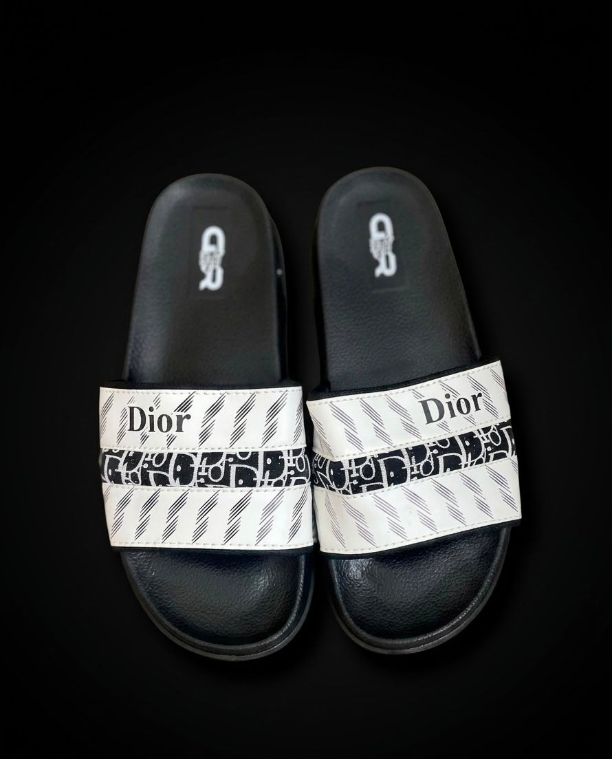Dior Style Black And White Slides For Men