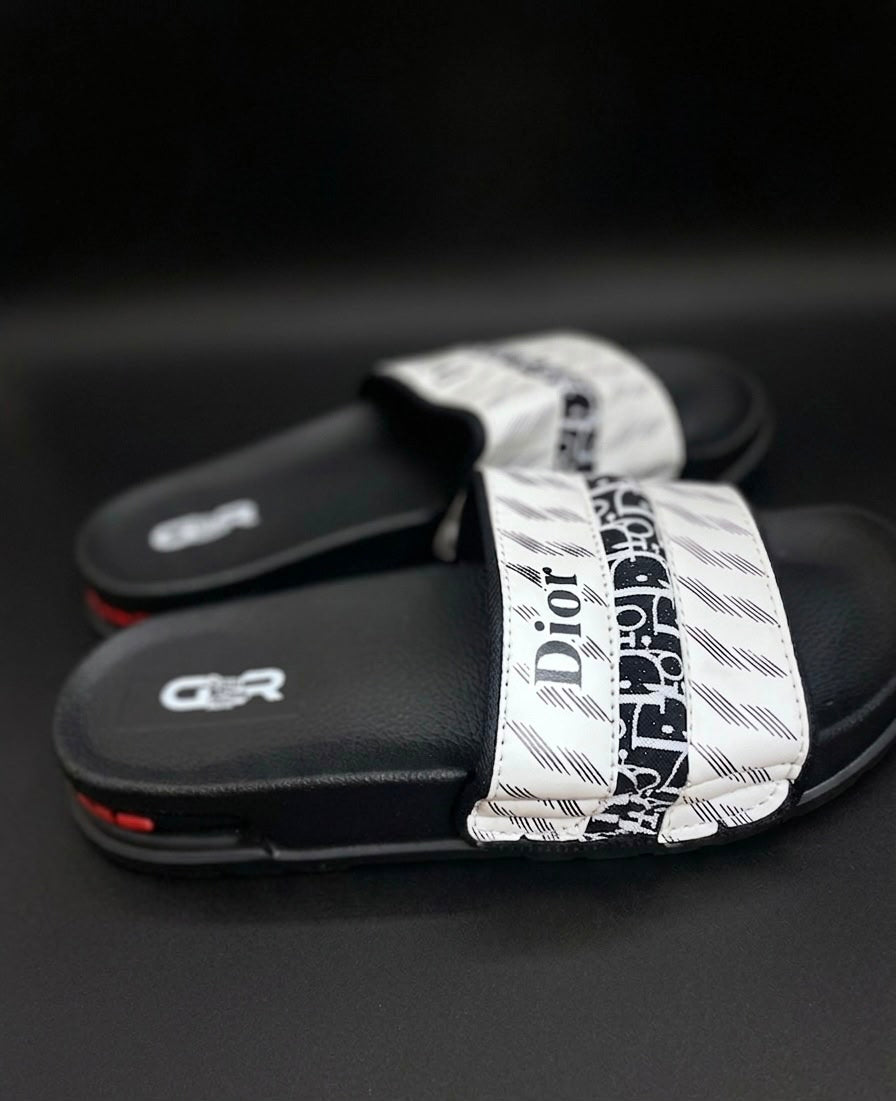 Dior Style Black And White Slides For Men