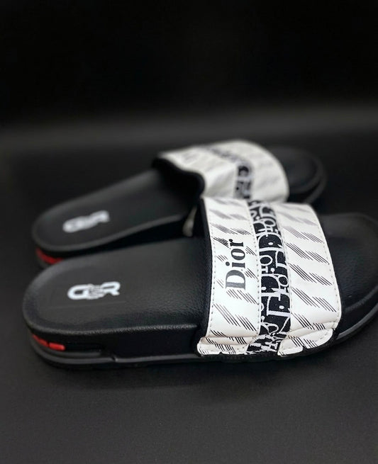 Dior Style Black And White Slides For Men